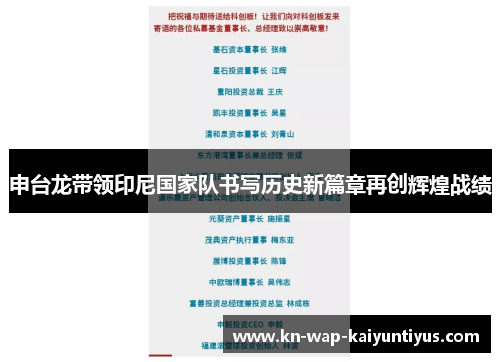 申台龙带领印尼国家队书写历史新篇章再创辉煌战绩 申台龙带领印尼国家队书写历史新篇章再创辉煌战绩